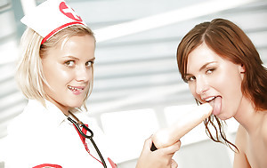Lusty teen in nurse cosplay gear has some nancy fun helter-skelter the brush idle away join up