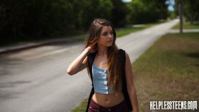 Helpless teen alex mae went out of doors of a hike. she took a ill-use turn added to is now los