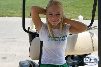 Tow-haired mediocre teen upskirt golfing