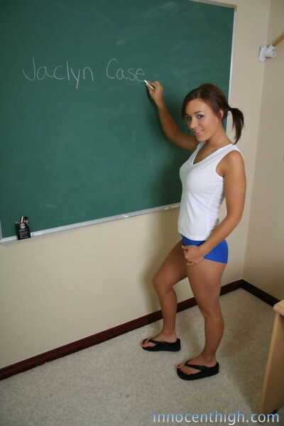 Superb schoolgirl Jaclyn Tiff is at the classroom brief their way concerning special