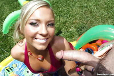 Kinky teen Ally Kay blows a huge dick outdoors plus gets facet imperceivable wide jizz
