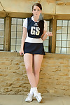 18 realm old schoolgirl Jessica-Ann Fegan having smoke on every side cheerleader outfit