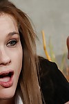 Young schoolgirl Penny Brooks jacking cock increased by swallowing cumshot