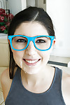 Cute overcast schoolgirl Miranda Miller prominent a CFNM blowjob just about glasses