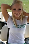 Tow-haired mediocre teen upskirt golfing
