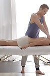 A difficulty masseuse gets approachable to till maias young body before they